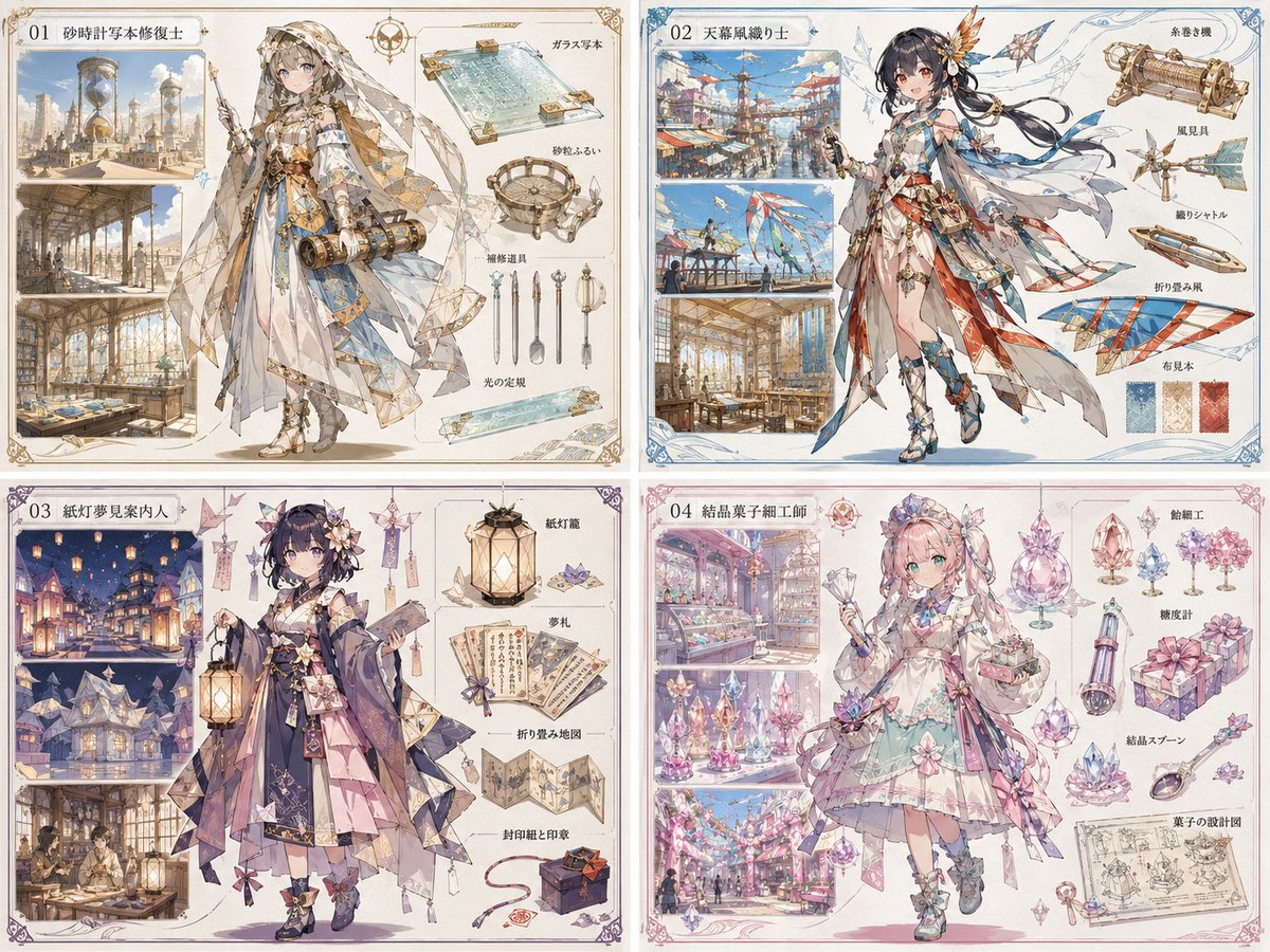 Anime World Building and Character Sheet - AI image template preview