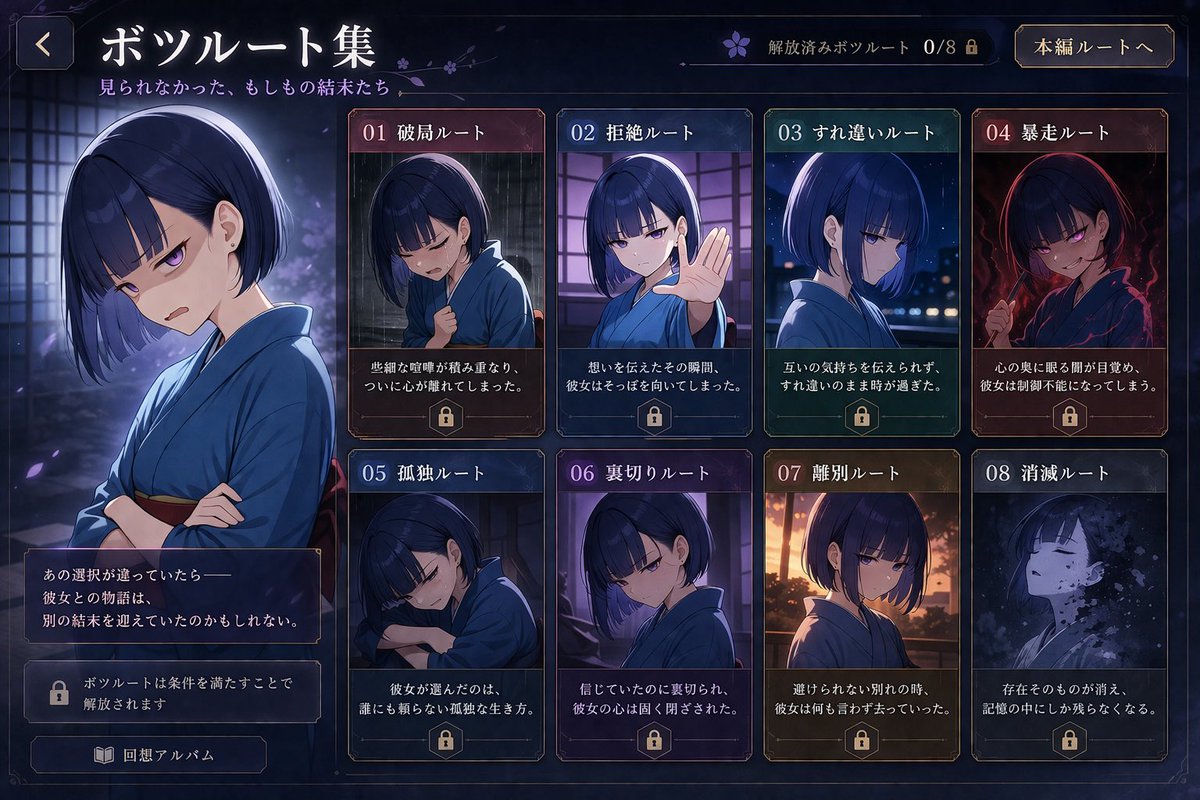 Visual Novel Rejected Routes UI - AI image template preview