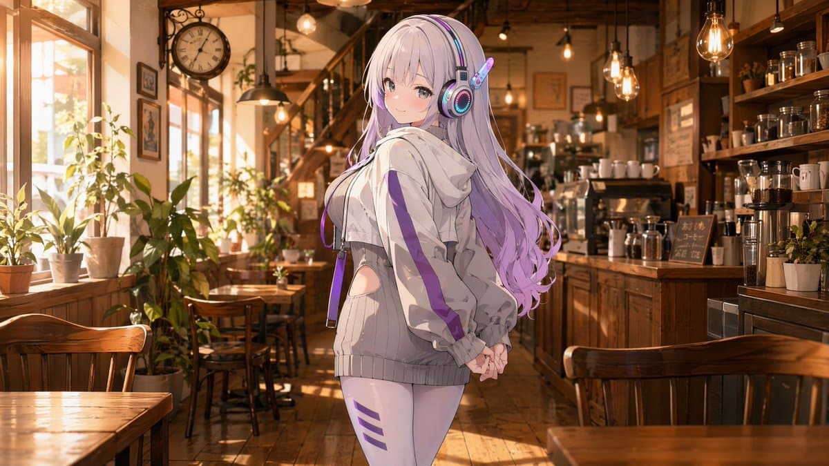 Walk in the Breeze to a Cafe - AI image template preview