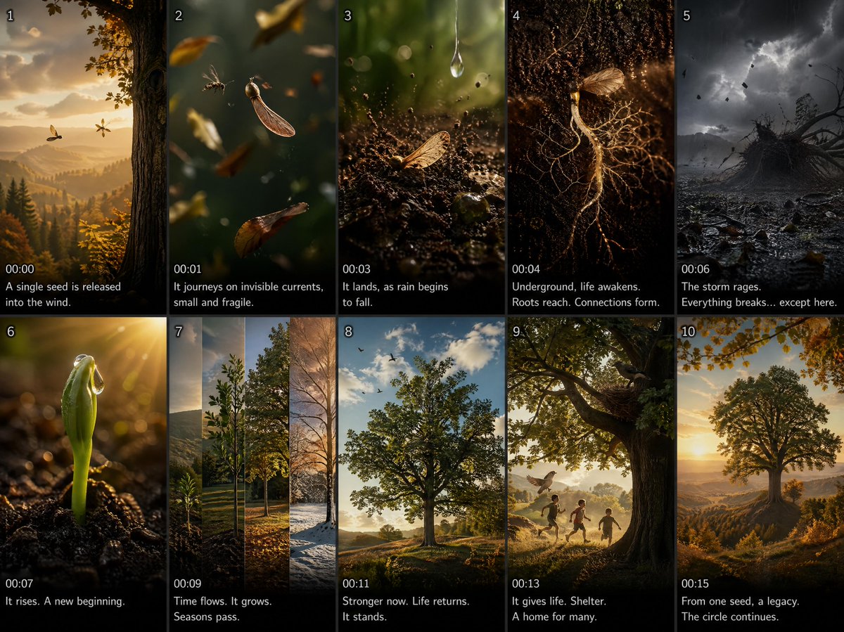 Cinematic Seed Life Storyboard - AI image template preview