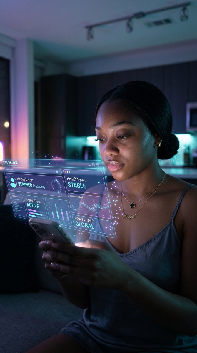 Futuristic Life System Hologram Portrait - AI image template preview