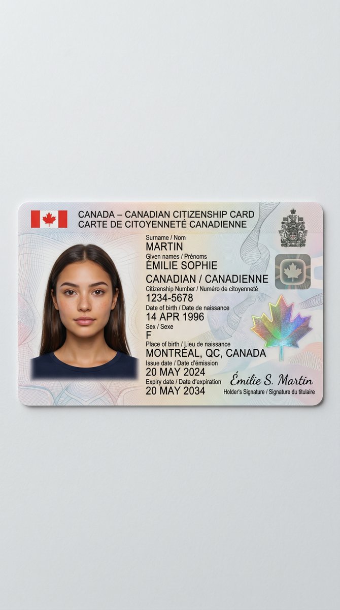 Canadian Citizenship Card Mockup Prompt - AI image template preview