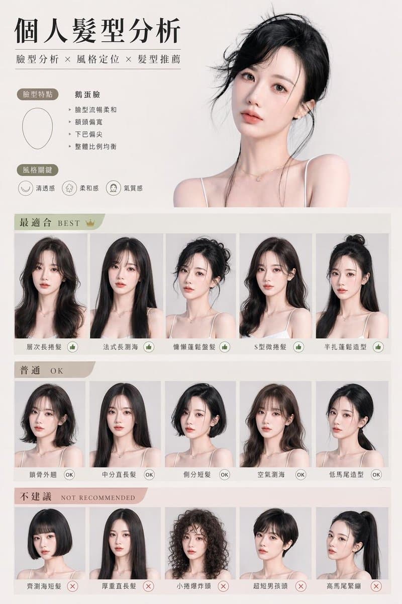 Chinese Personal Hairstyle Analysis Chart - AI image template preview