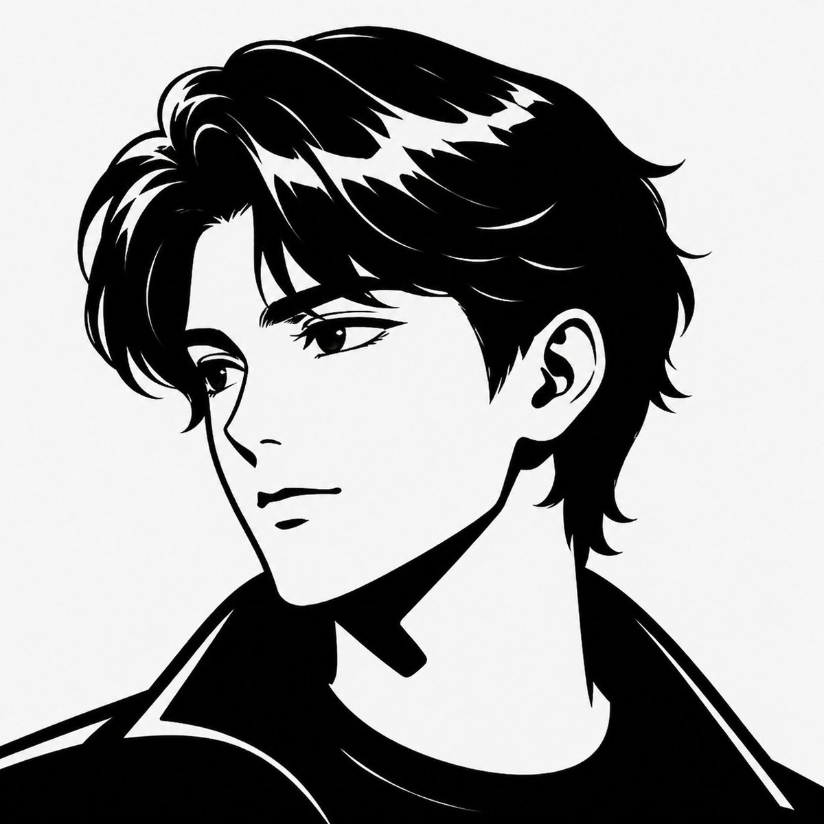 Minimalist Black White Male Silhouette - AI image template preview