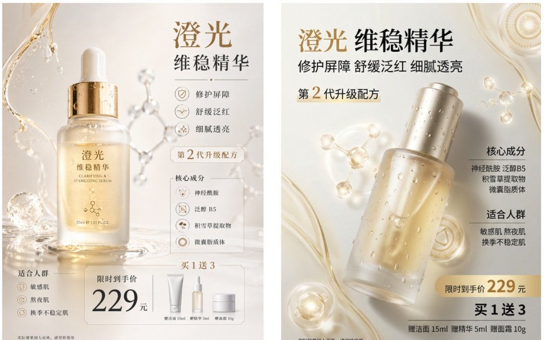 Luxury Serum Ad Poster Set - AI image template preview