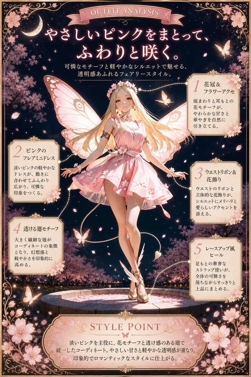 Pink Fairy Outfit Analysis Poster - AI image template preview