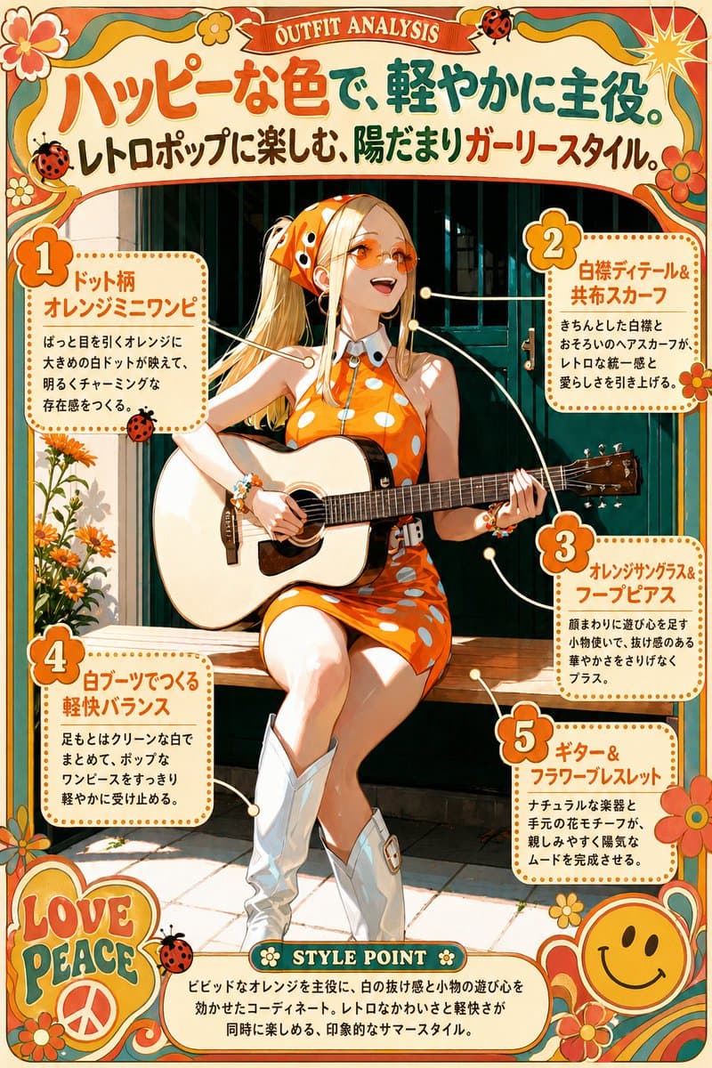 Retro Orange Outfit Analysis Poster - AI image template preview