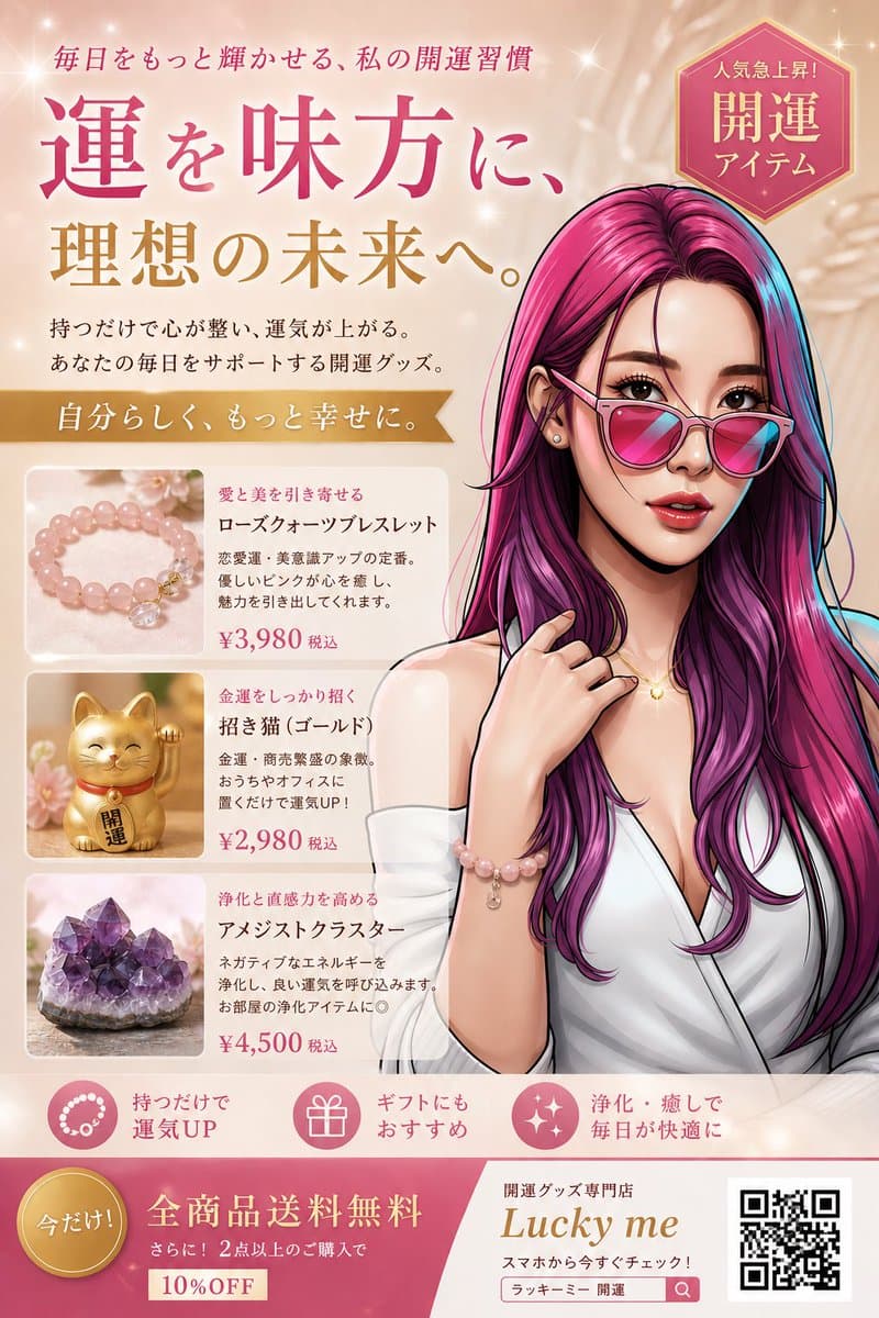Japanese Lucky Items Beauty Ad - AI image template preview