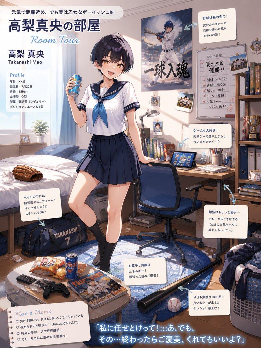 Anime Baseball Sister Room Tour - AI image template preview