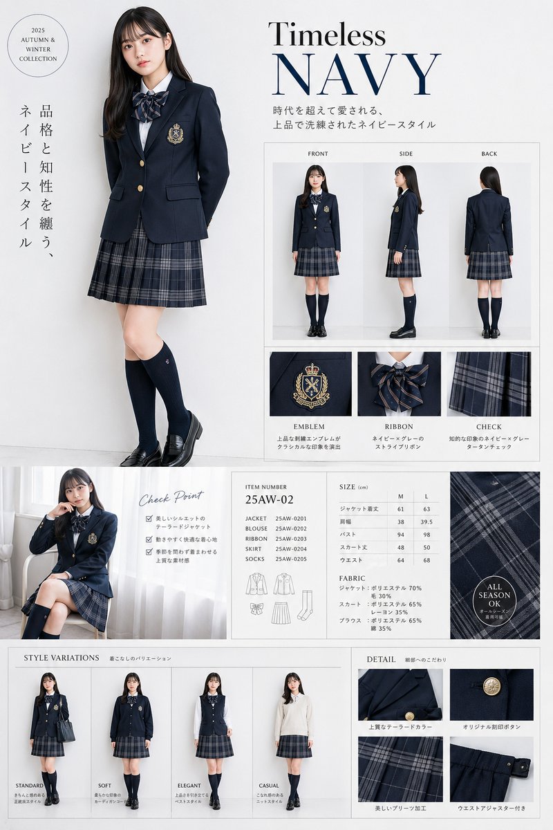 Luxury Navy School Uniform Catalog - AI image template preview