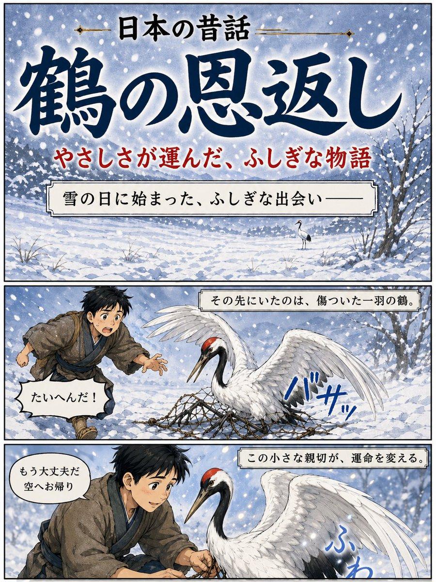 Japanese Crane Folktale Poster - AI image template preview