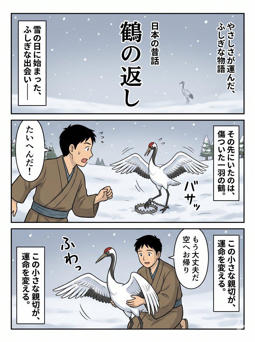 Japanese Folktale Crane Manga Page - AI image template preview