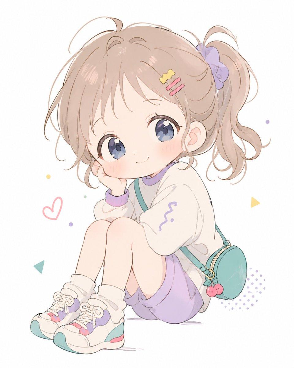 Pastel Chibi Girl Sitting Portrait - AI image template preview