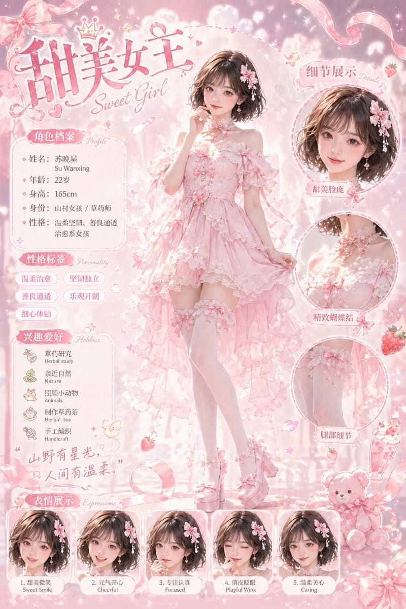 Sweet Pink Princess Character Sheet preview