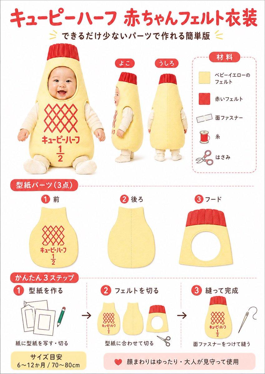Japanese Baby Felt Costume DIY Sheet - AI image template preview
