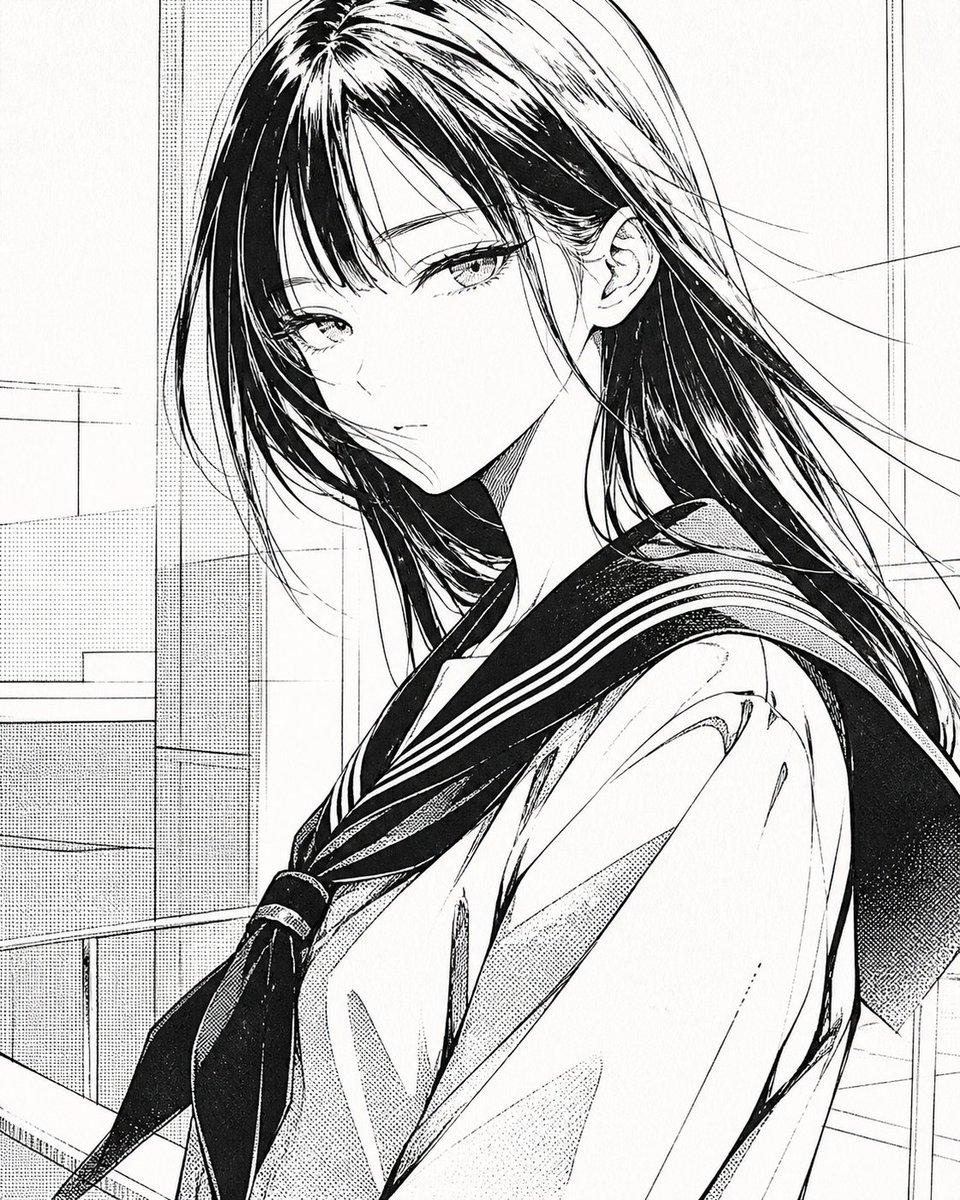 Censored Manga Schoolgirl Portrait - AI image template preview