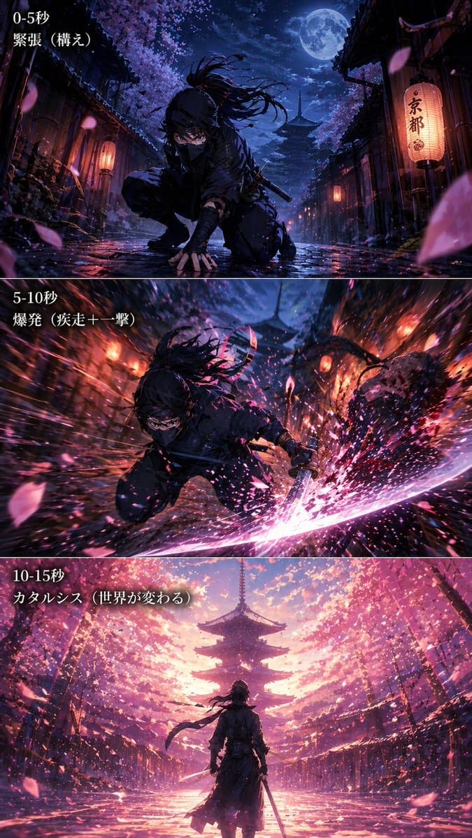 Anime Ninja Action Triptych - AI image template preview
