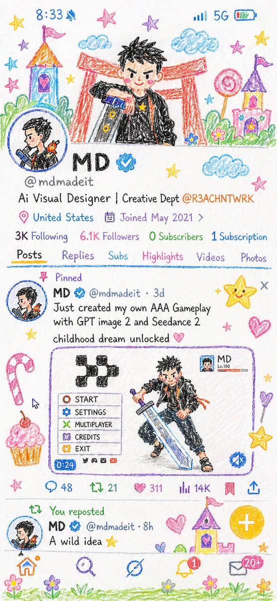 Crayon Style Illustration Profile Picture - AI image template preview