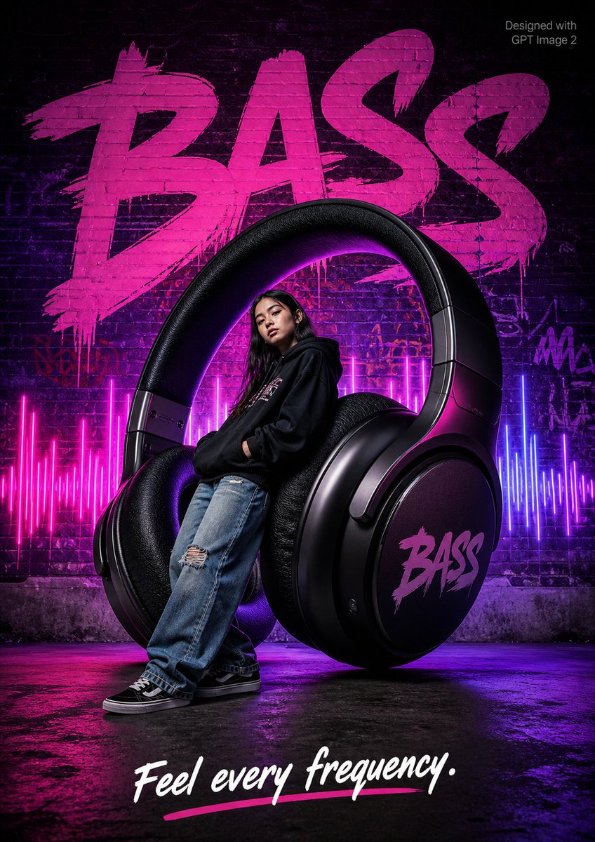 Streetwear BASS Headphones Poster - AI image template preview