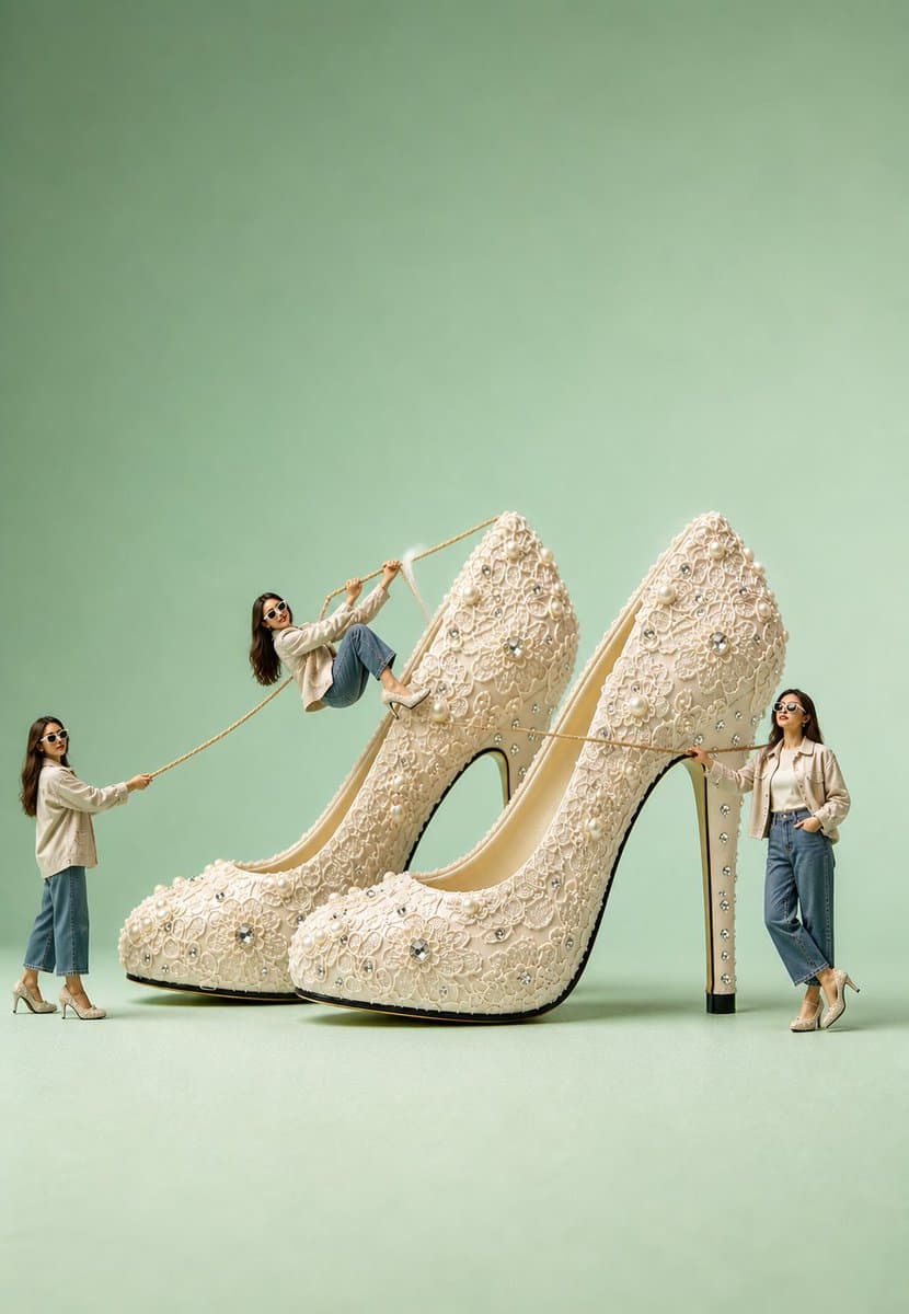 Surreal Ivory Bridal Sandal Photography - AI image template preview