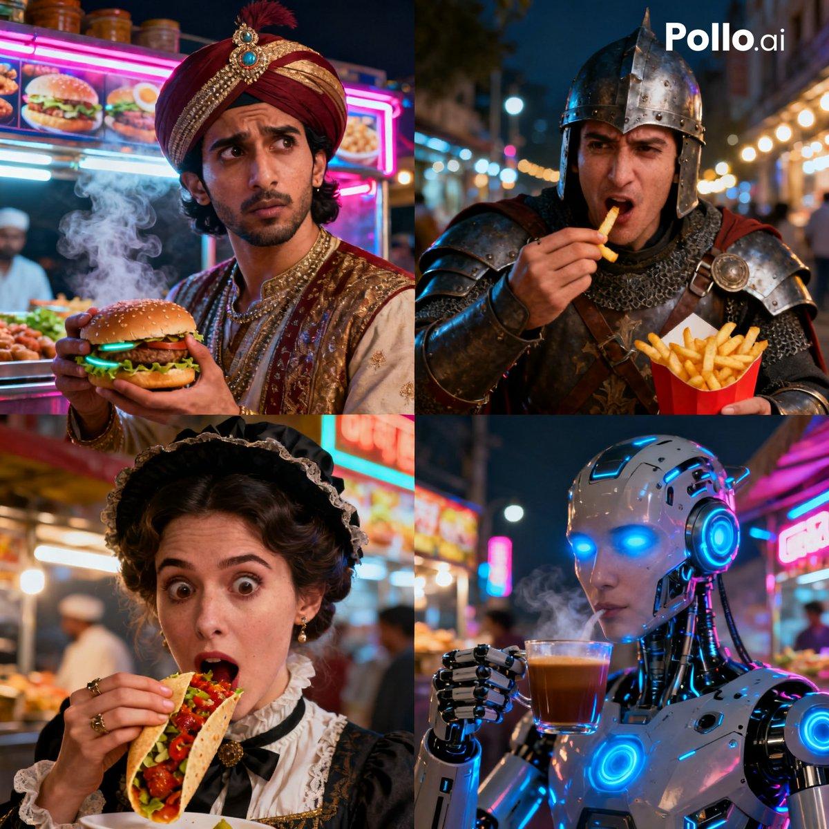 Time Traveler Night Market Grid - AI image template preview