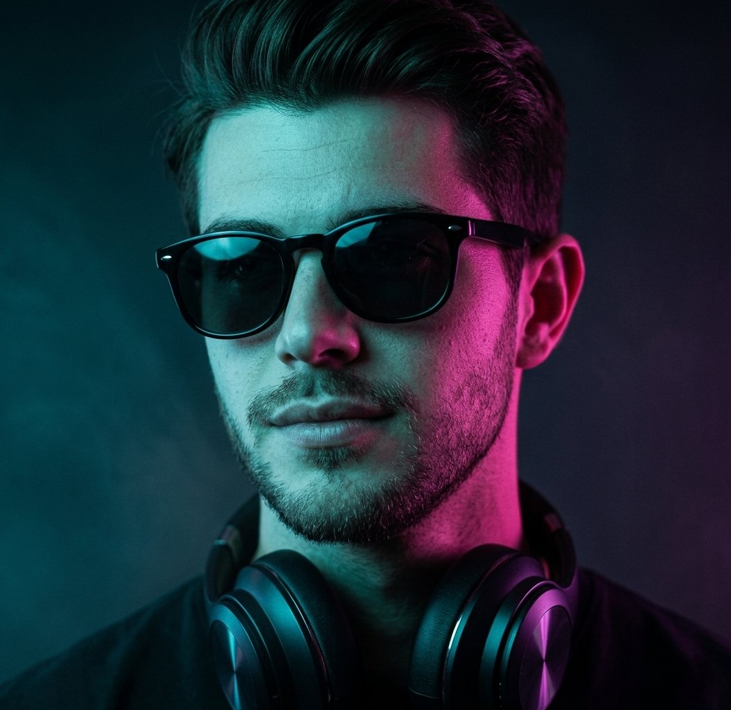 Neon Cyberpunk Portrait - AI image template preview