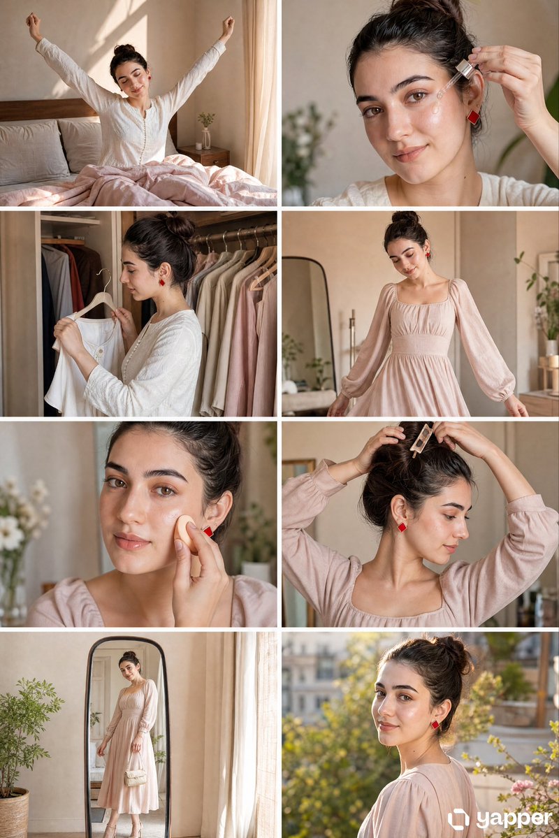 8-Panel GRWM Storyboard - AI image template preview