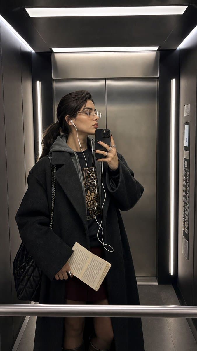 Modern Elevator Mirror Selfie - AI image template preview