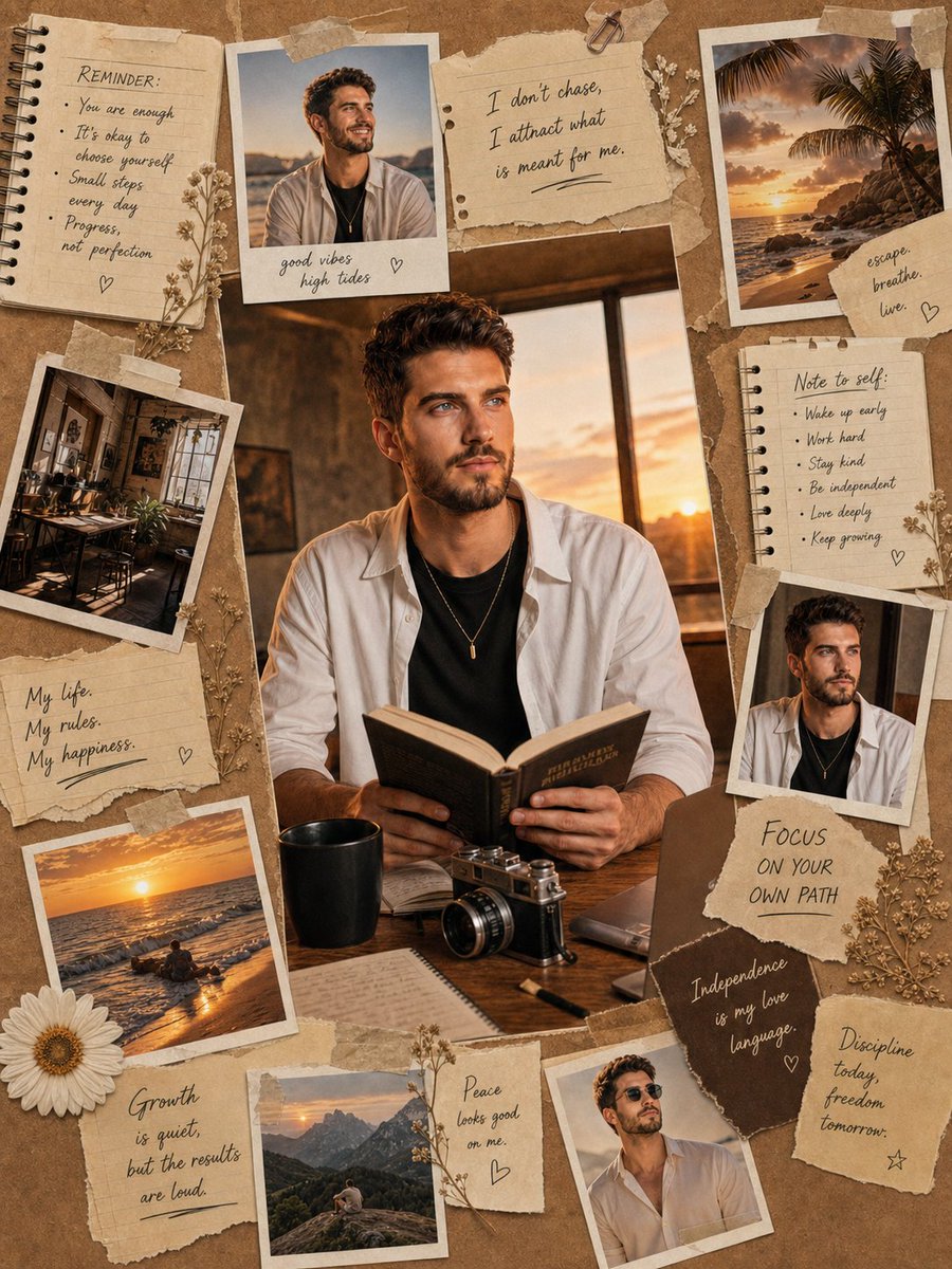 Vintage Scrapbook Aesthetic Collage - AI image template preview