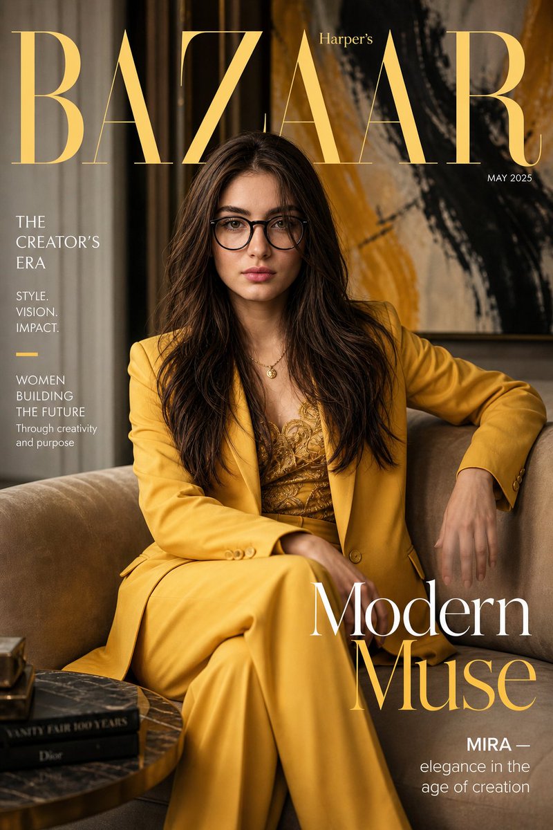 Harper’s Bazaar Magazine Cover - AI image template preview