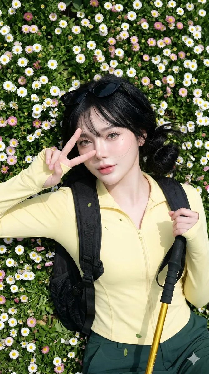 Spring Daisy Field Portrait - AI image template preview