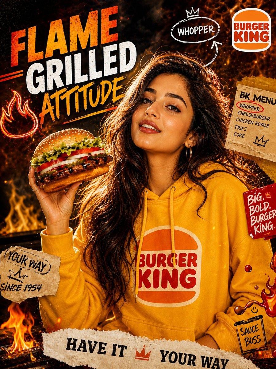 Dramatic Flame-Grilled Ad Poster - AI image template preview