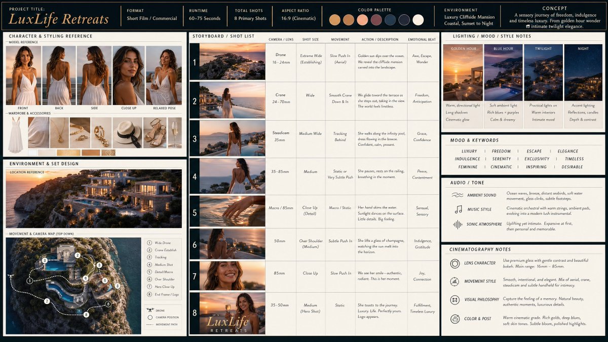 Cinematic Storyboard Production Board - AI image template preview