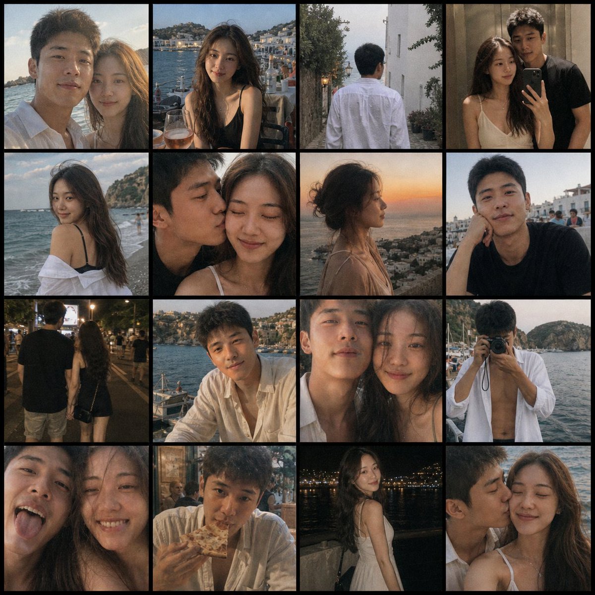 Romantic Couple Travel Album Grid - AI image template preview