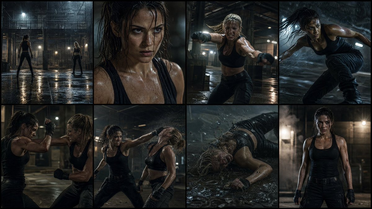Cinematic Action Movie Storyboard - AI image template preview
