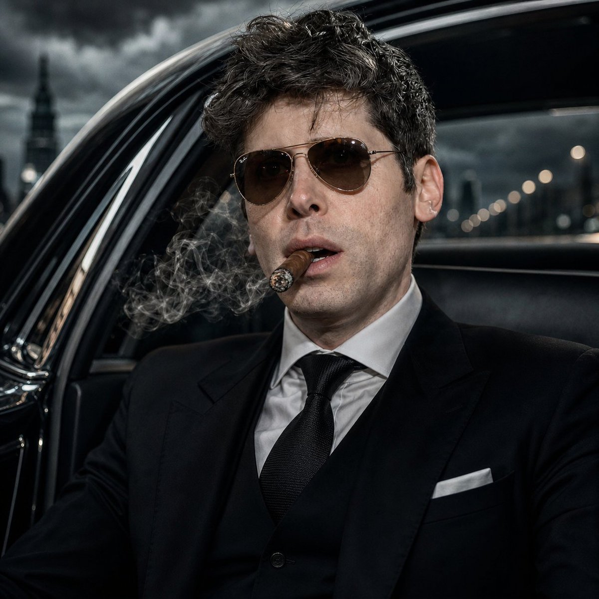 Noir Mafia Boss Car Portrait - AI image template preview