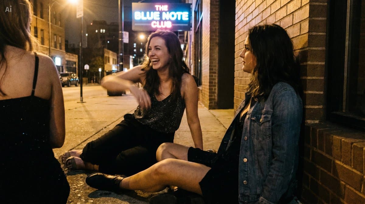 Candid Nightclub Sidewalk Scene - AI image template preview
