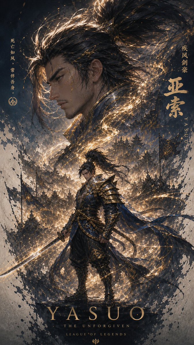 Cinematic Yasuo Fantasy Poster - AI image template preview