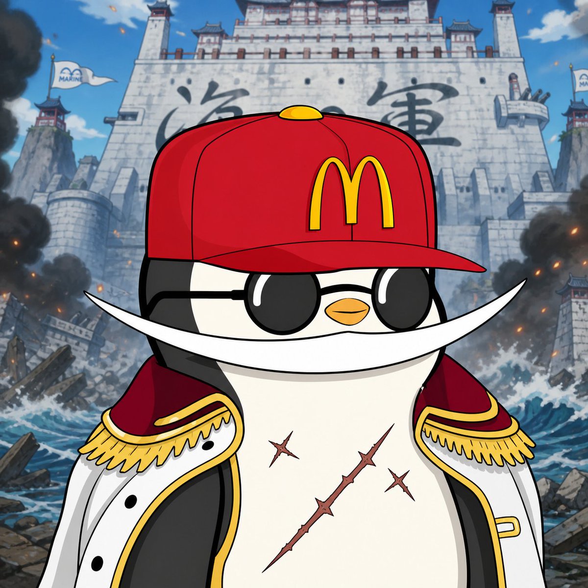 Penguin Pirate Admiral Parody - AI image template preview
