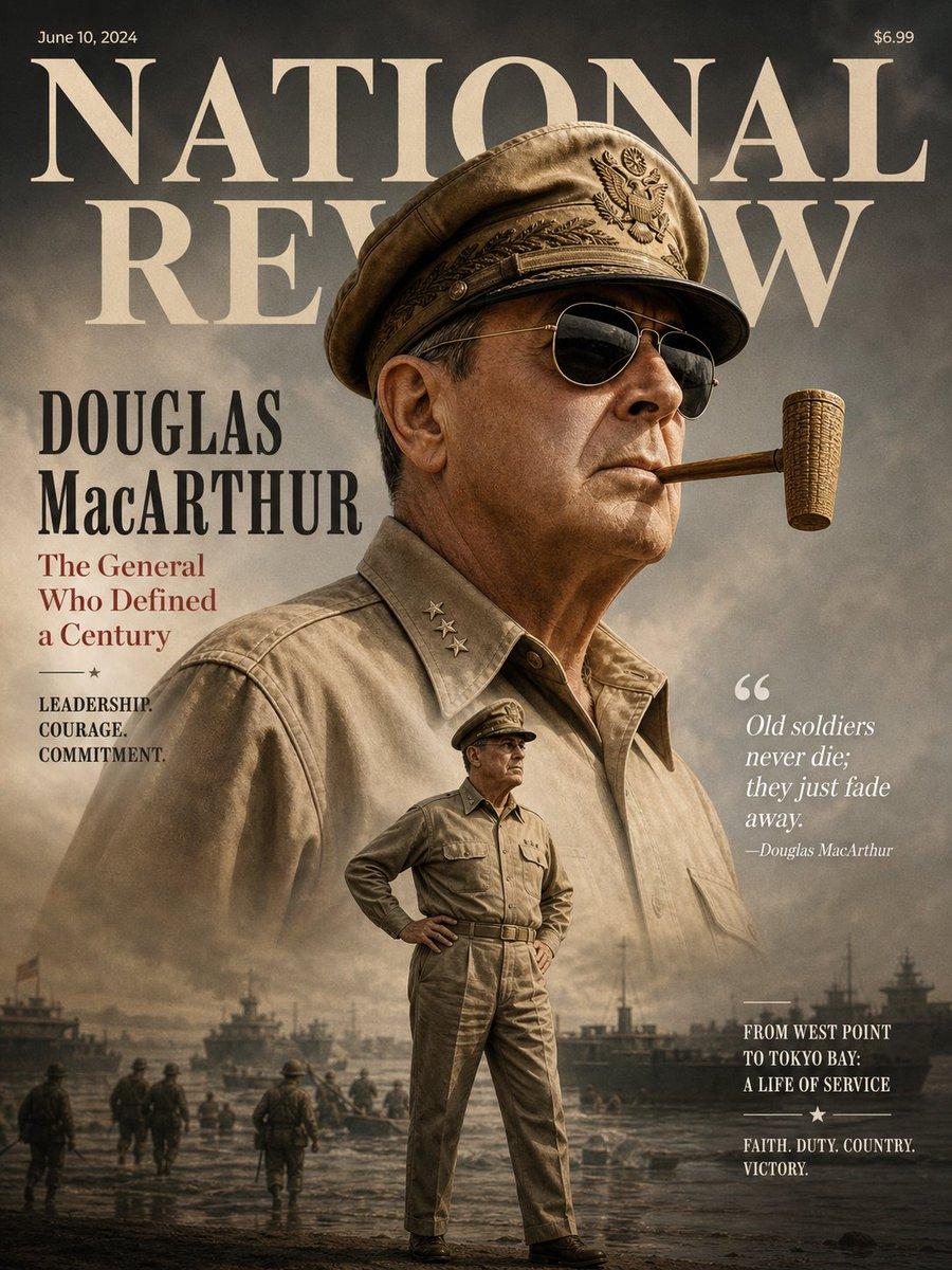 Layered MacArthur Magazine Cover - AI image template preview