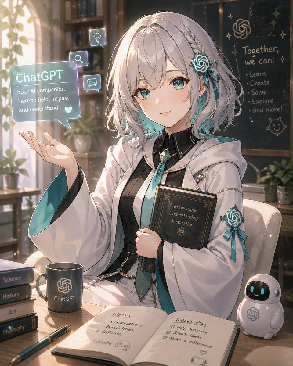 Anime ChatGPT Companion in Study - AI image template preview