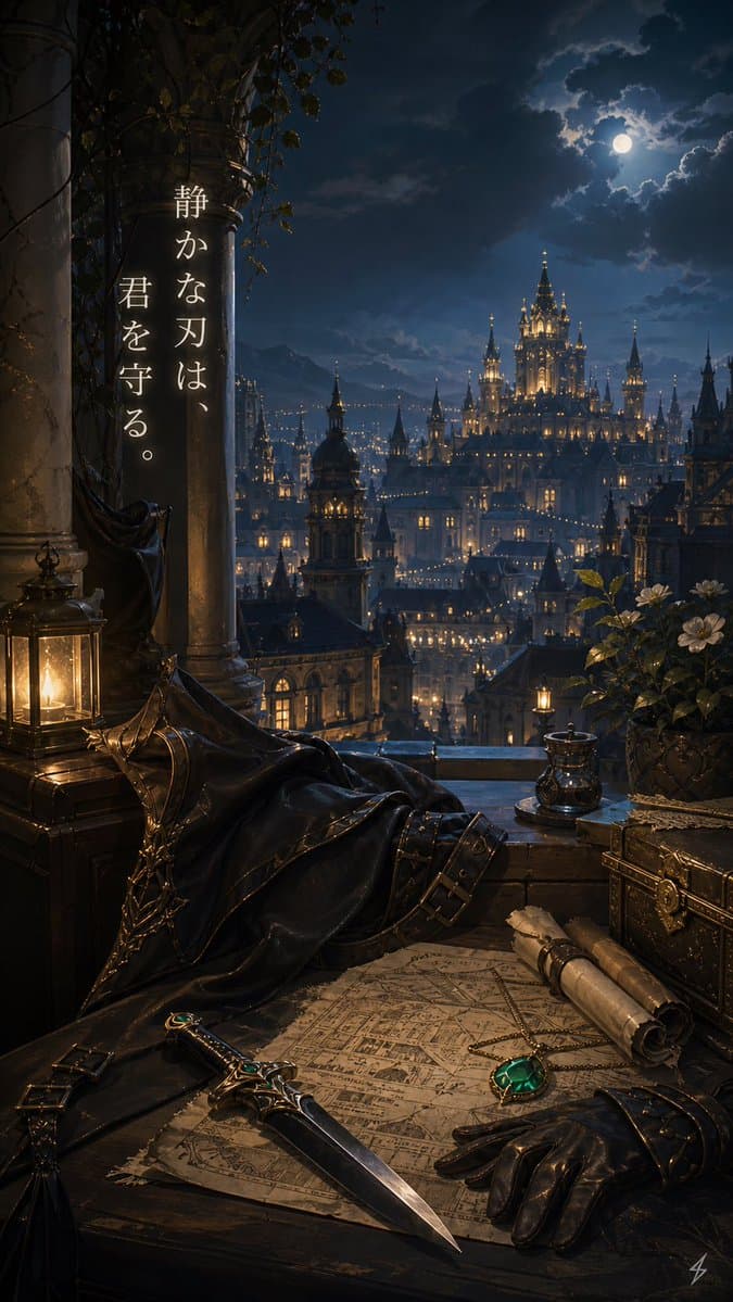 Moonlit Guardian Balcony - AI image template preview