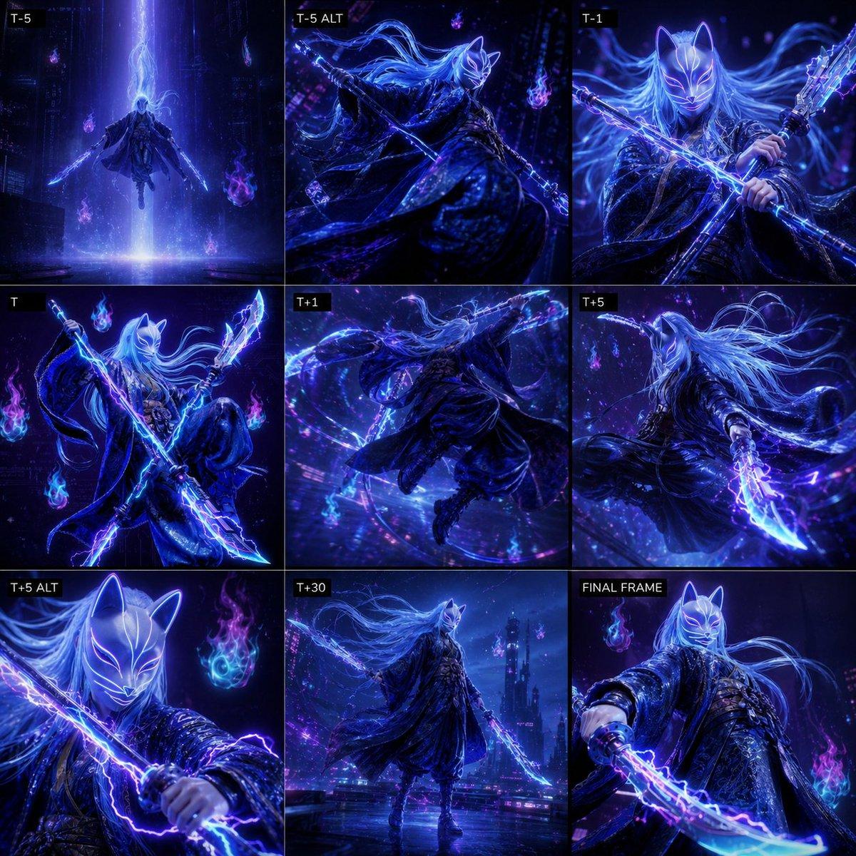 Cyber Kitsune Warrior Storyboard - AI image template preview