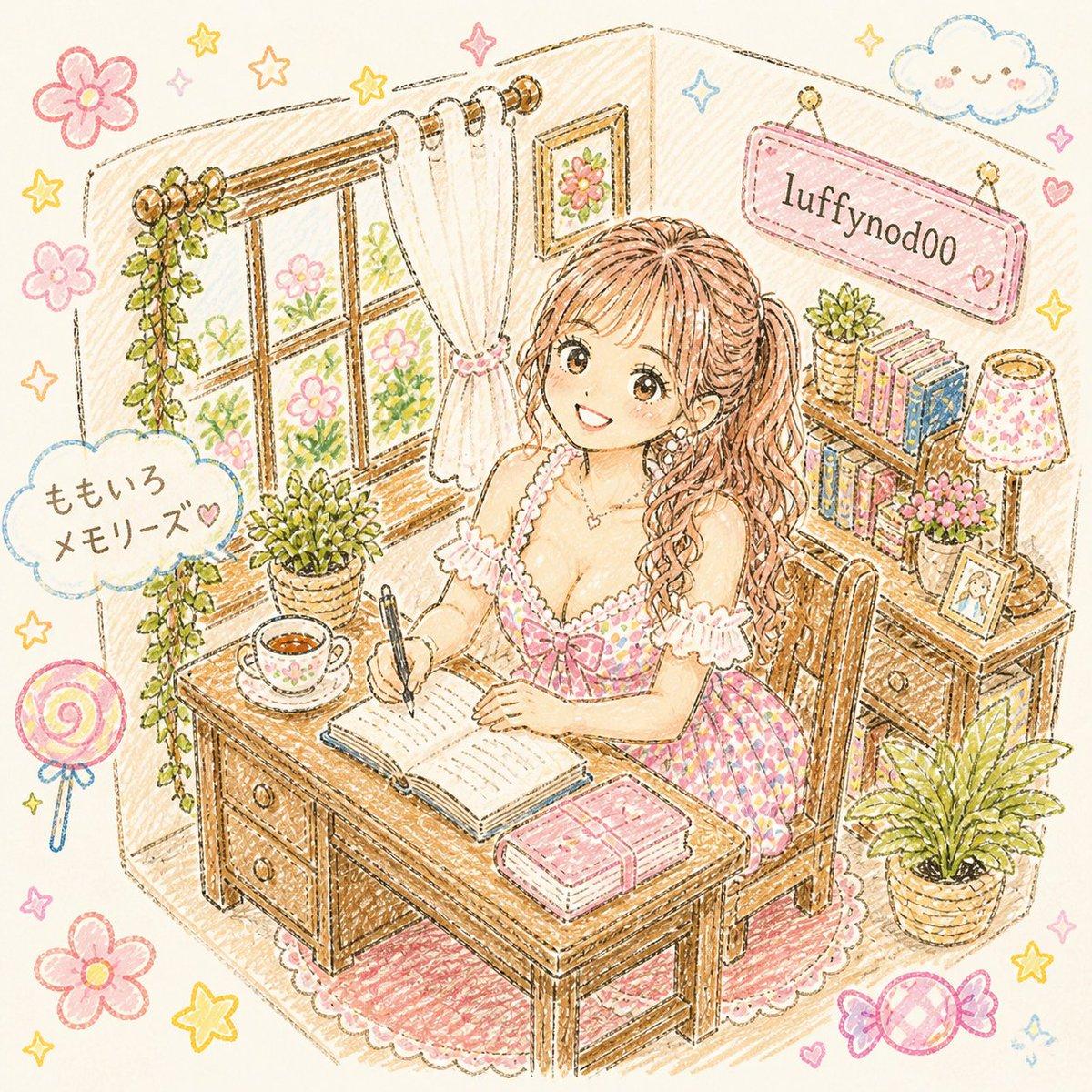 Pastel Kawaii Study Room Illustration - AI image template preview
