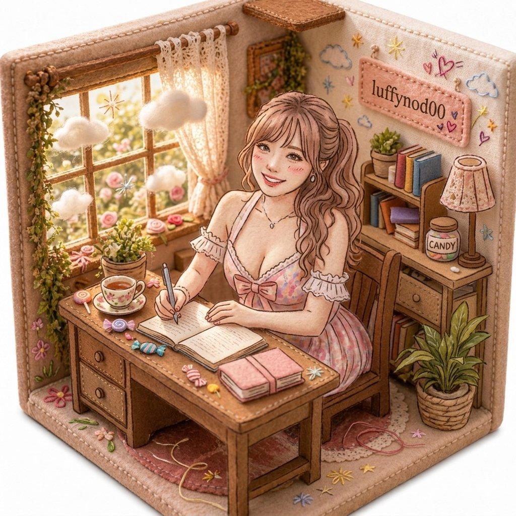 Cozy Pastel Miniature Writing Room - AI image template preview