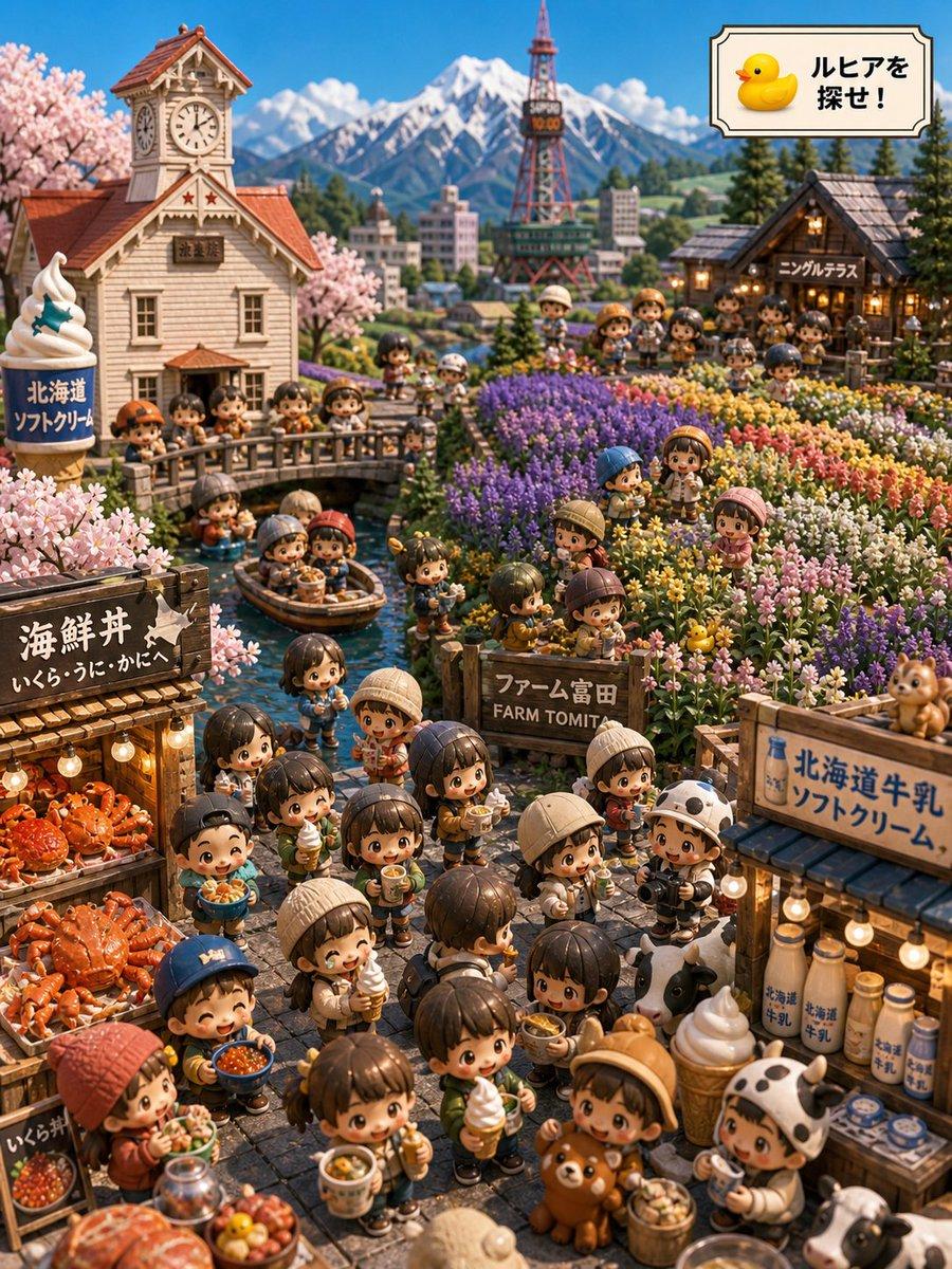 Hokkaido Hidden Duck Travel Puzzle - AI image template preview