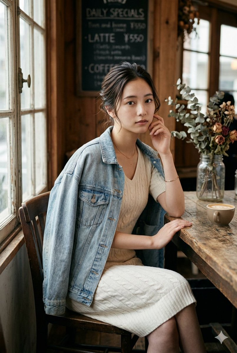 Realistic Vintage Cafe Portrait - AI image template preview