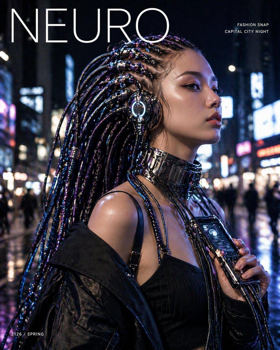 Cyberpunk Fashion Magazine Cover - AI image template preview