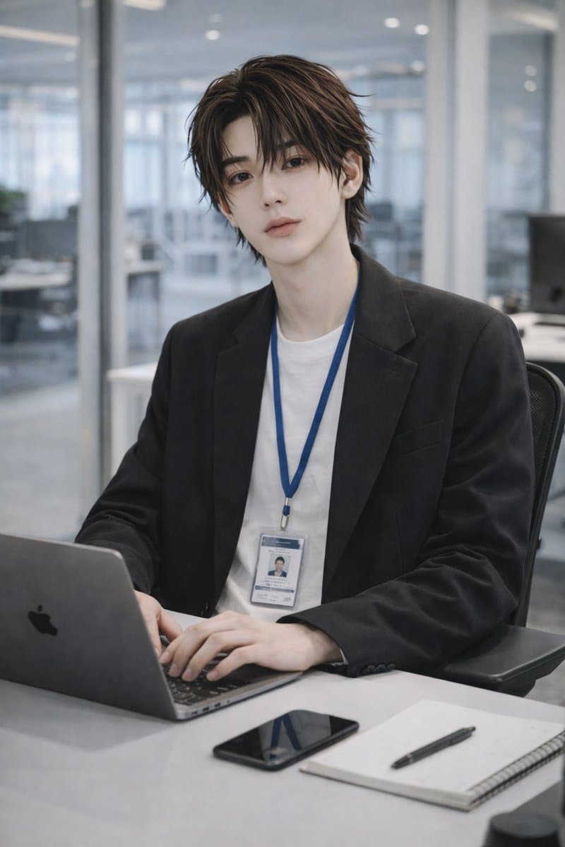 Stylish Office Worker Portrait - AI image template preview