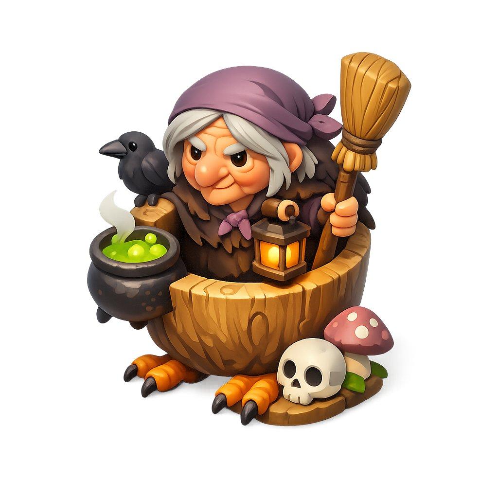 Chibi Witch Owl Figurine - AI image template preview